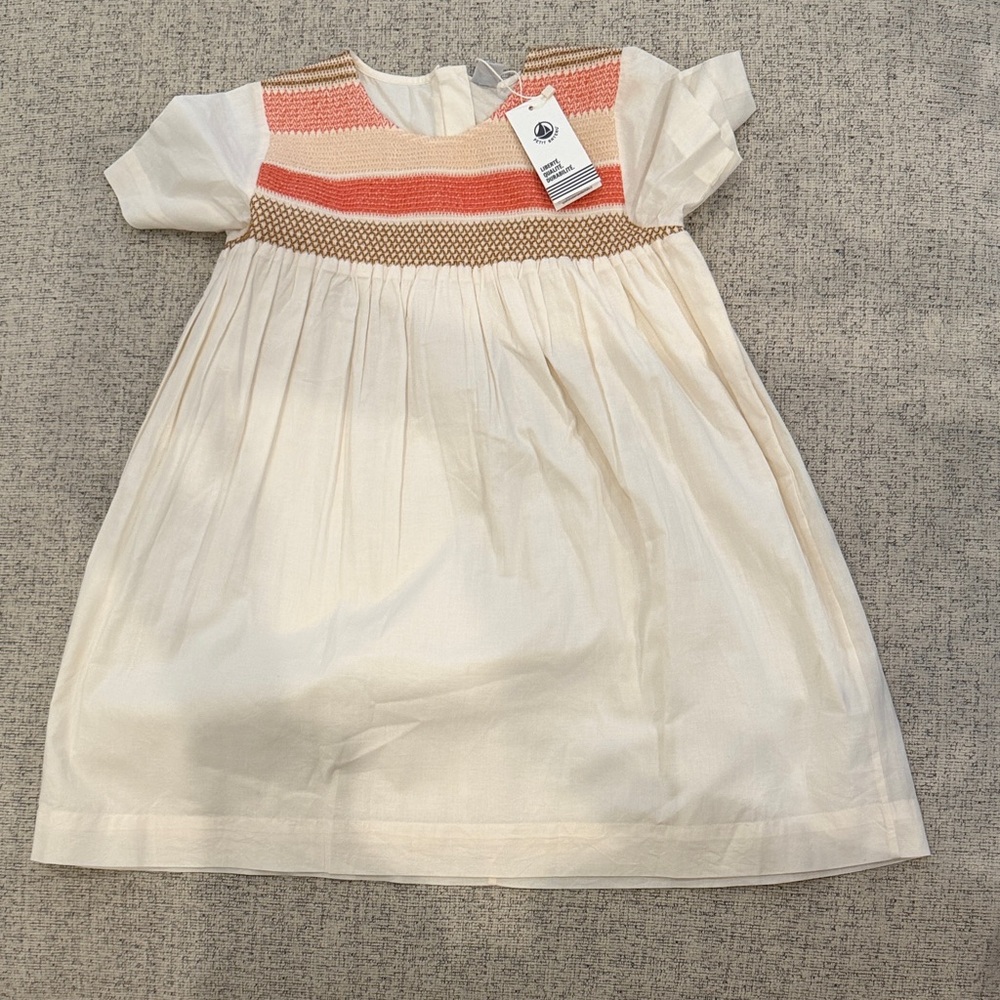 Petit bateau Charming Cream and Pink Kids Dress